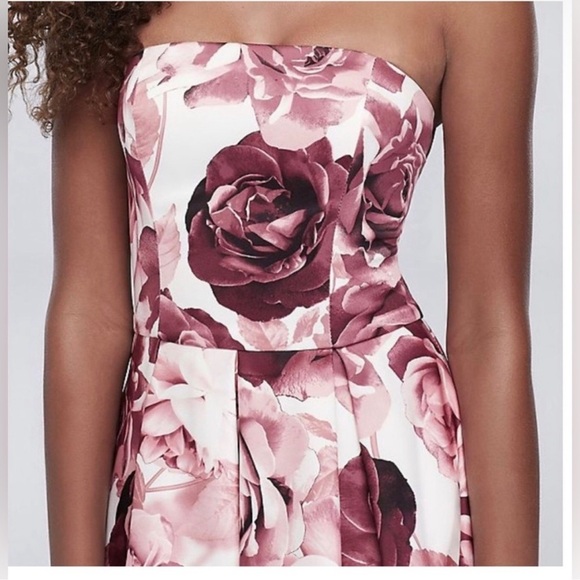 Speechless NWT Floral Strapless‎ Gown Juniors 0 Pink White High-Low Satin Prom - Picture 3 of 12